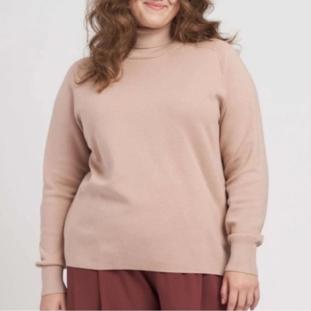 Universal Standard Milano Stitch Turtleneck Sweater Tan Beige Size S US 14